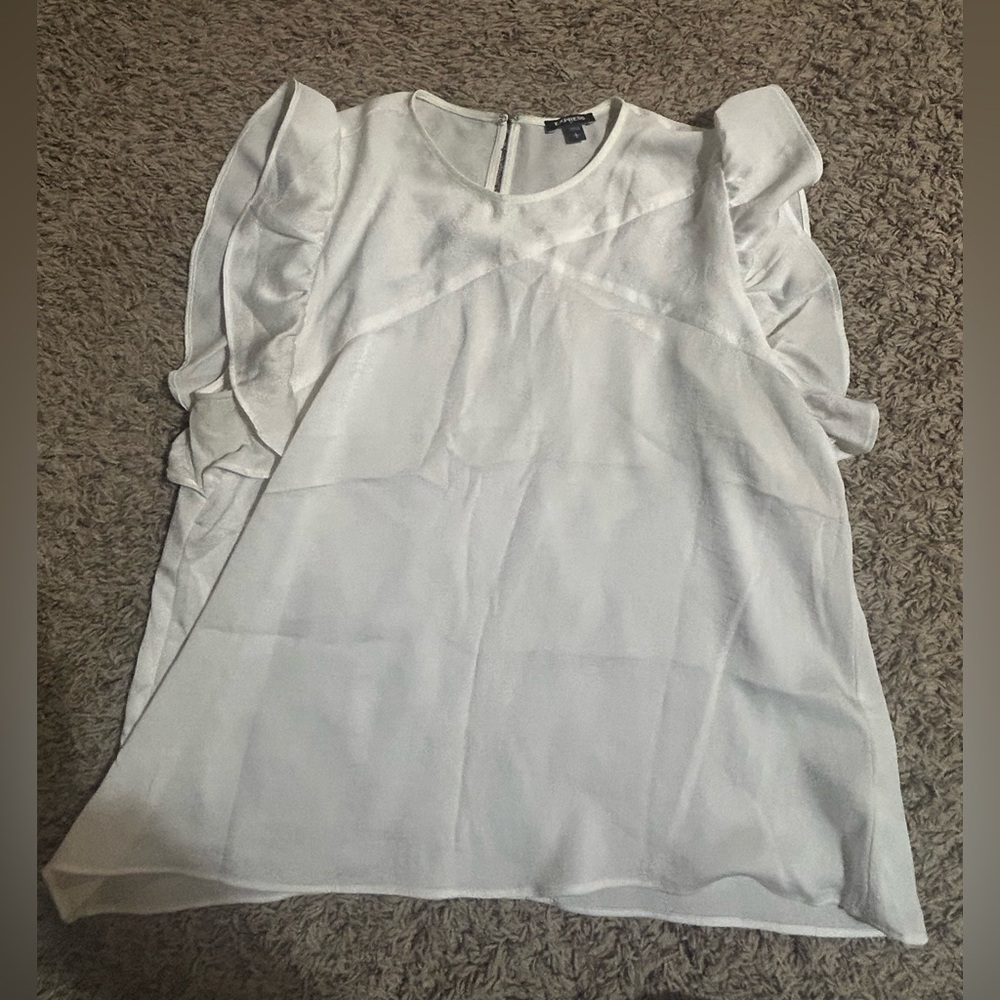 Express White Ruffle Sleeve Blouse